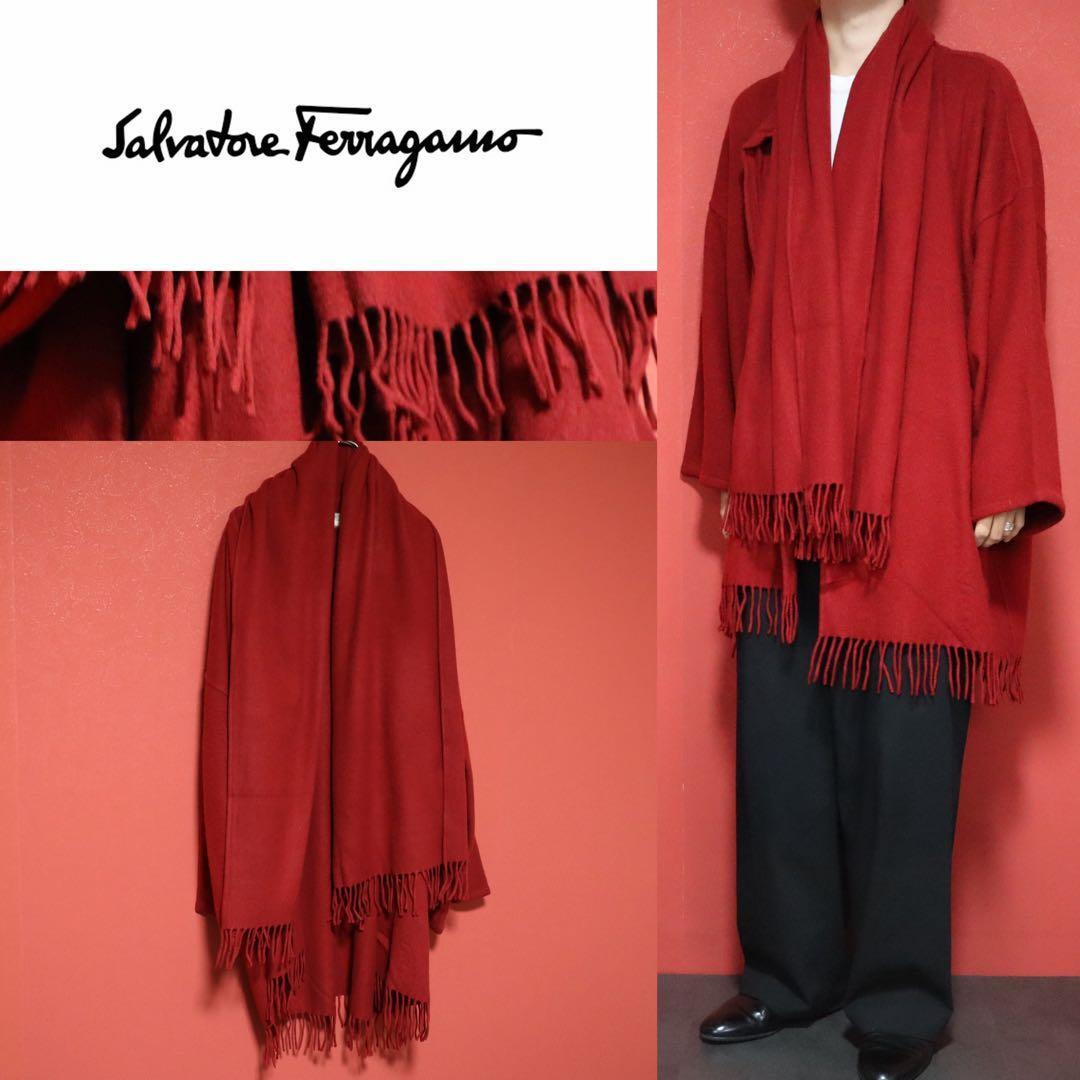 Salvatore Ferragamo Red Cashmere Poncho Cardigan Size FREE