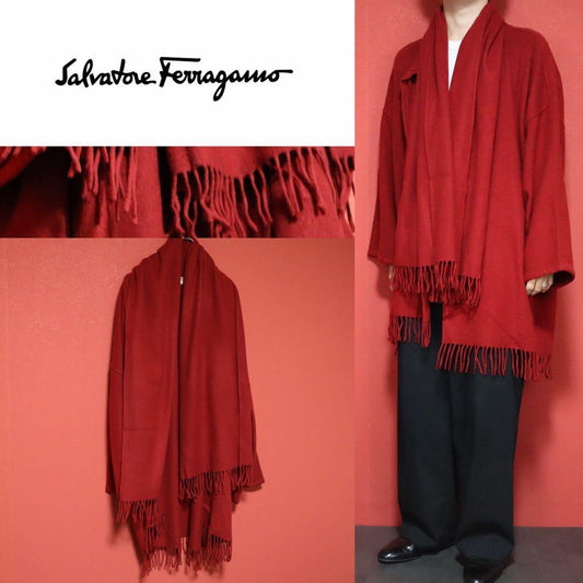 Salvatore Ferragamo Red Cashmere Poncho Cardigan Size FREE