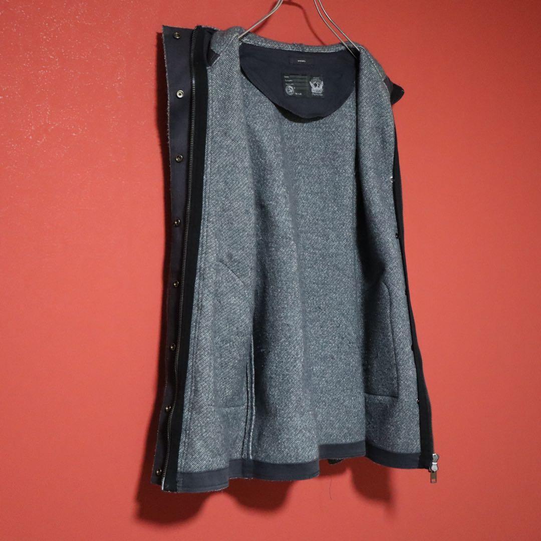 Diesel Gray Double Zip Wool Long Coat Size XS