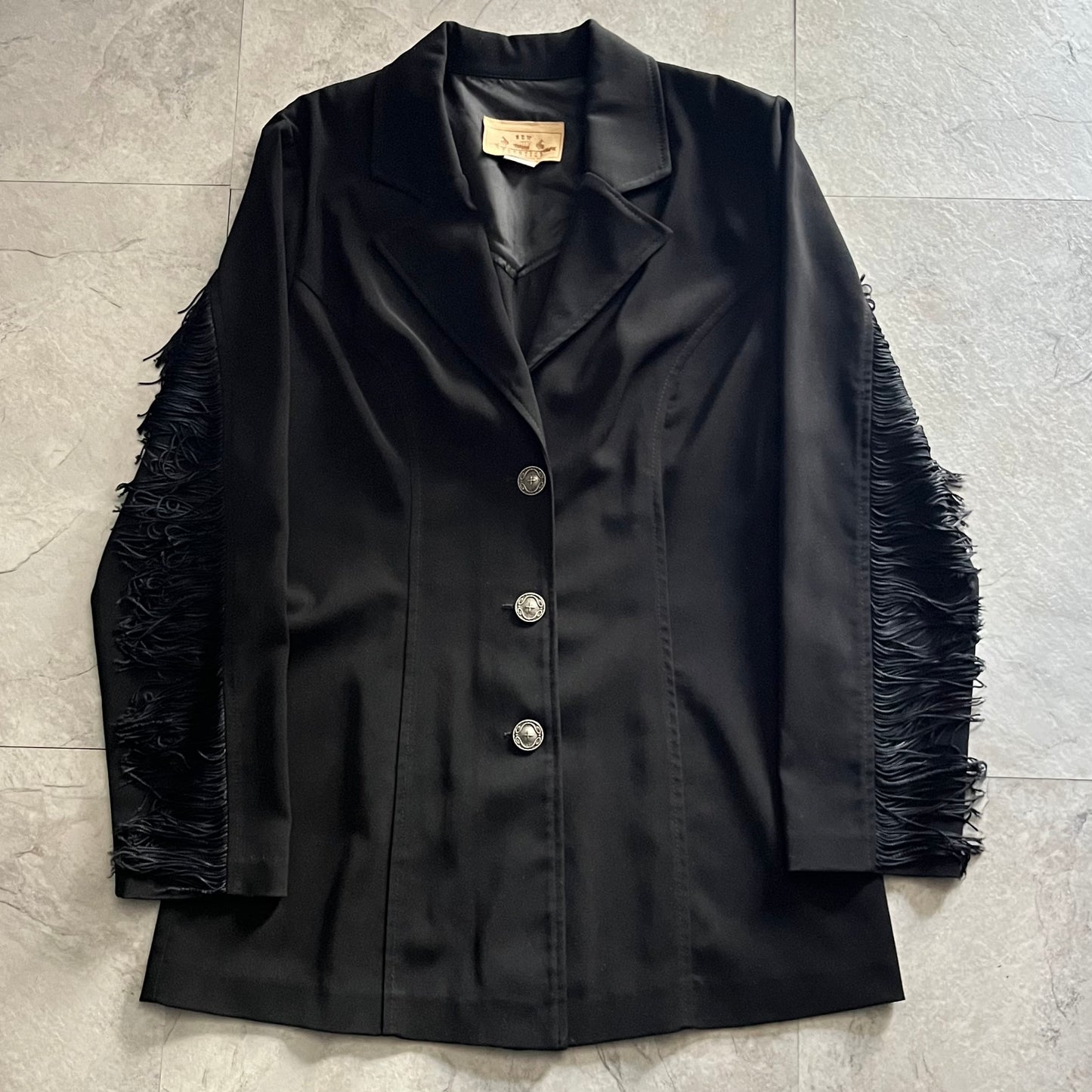 Vintage Black Fringe Jacket Size M