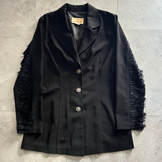 Vintage Black Fringe Jacket Size M