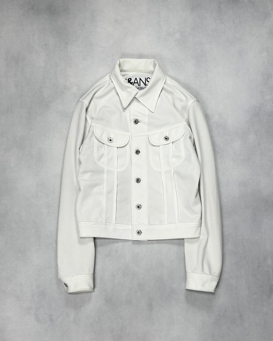 J&ANS DOLCE&GABBANA White Piqué Trucker Jacket Size M