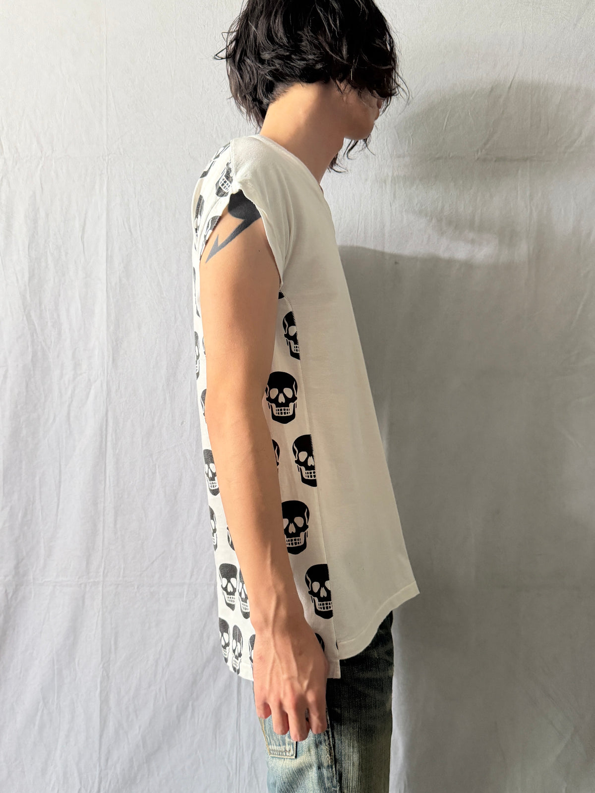 HYSTERIC GLAMOUR Skull Panel Tee Cotton Size FREE
