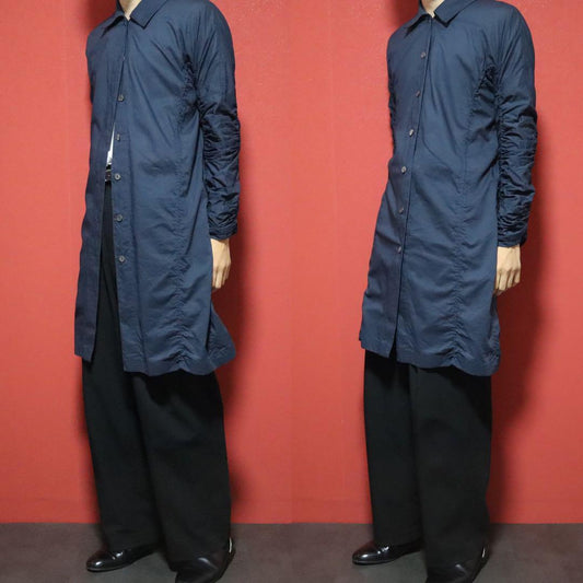 Issey Miyake Blue Asymmetric Cotton Shirt Coat Size 2
