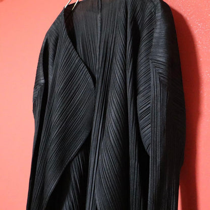PLEATS PLEASE 00s Black Pleated Drape Cardigan Size 4