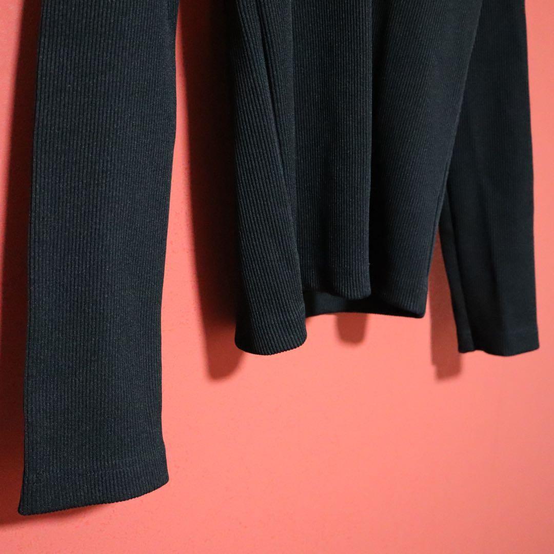 COMME des GARCONS 80s Black Rib Knit Mock Long Top Size FREE