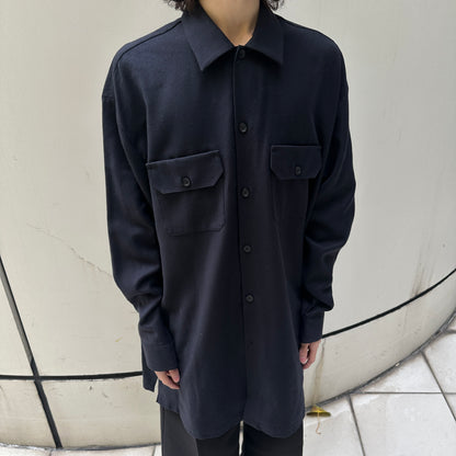 Acne Studios Dark Navy Wool Overcoat Shirt Chest Pockets Coat Size 46