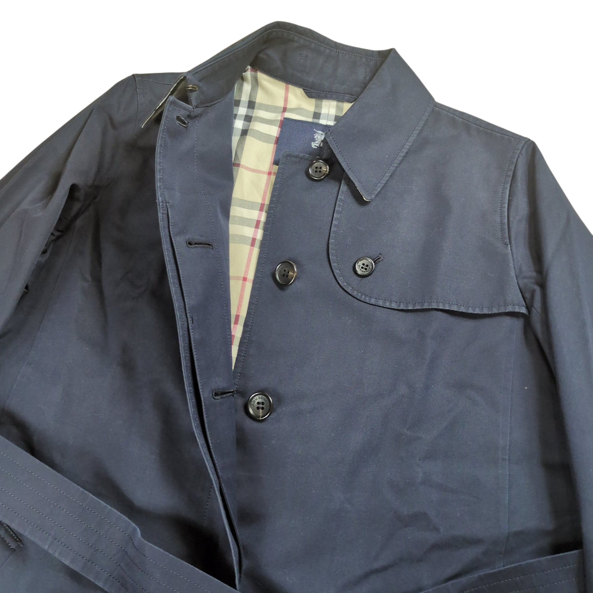 BURBERRY LONDON Dark Navy Short Trench Coat Size 44