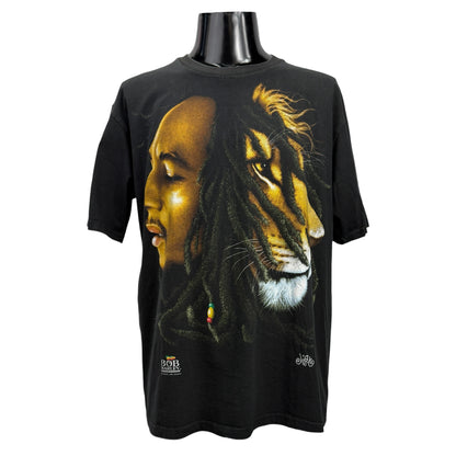 BOB MARLEY 90s "LION OF JUDAH" Faded Black T-Shirt Size XL