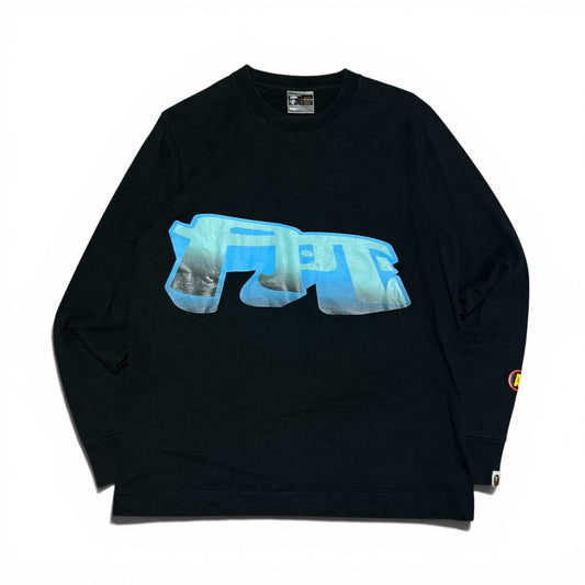 Japanese Brand A BATHING APE Long Sleeve Tee Black Size MEDIUM
