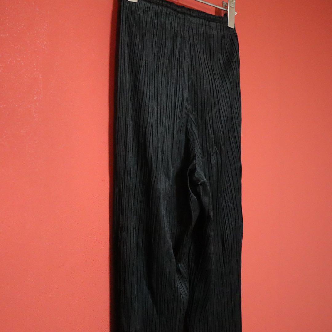 PLEATS PLEASE 00AW Black Pleated Straight Easy Pants Size 2