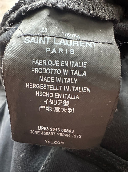 Vintage Saint Laurent Style Black Knee Crush Skinny Jeans