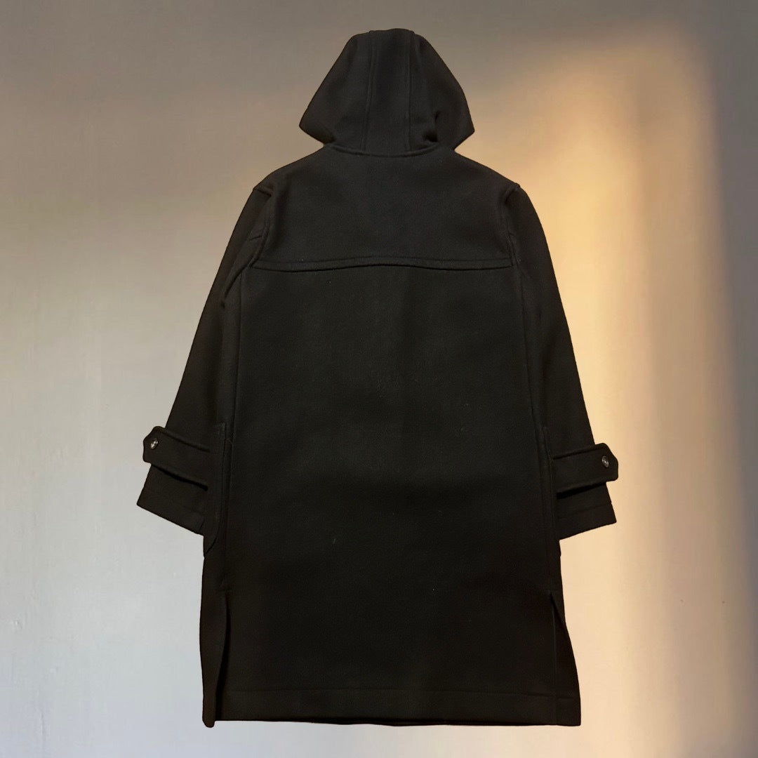 VAN Black Hooded 100% Wool Duffle Coat