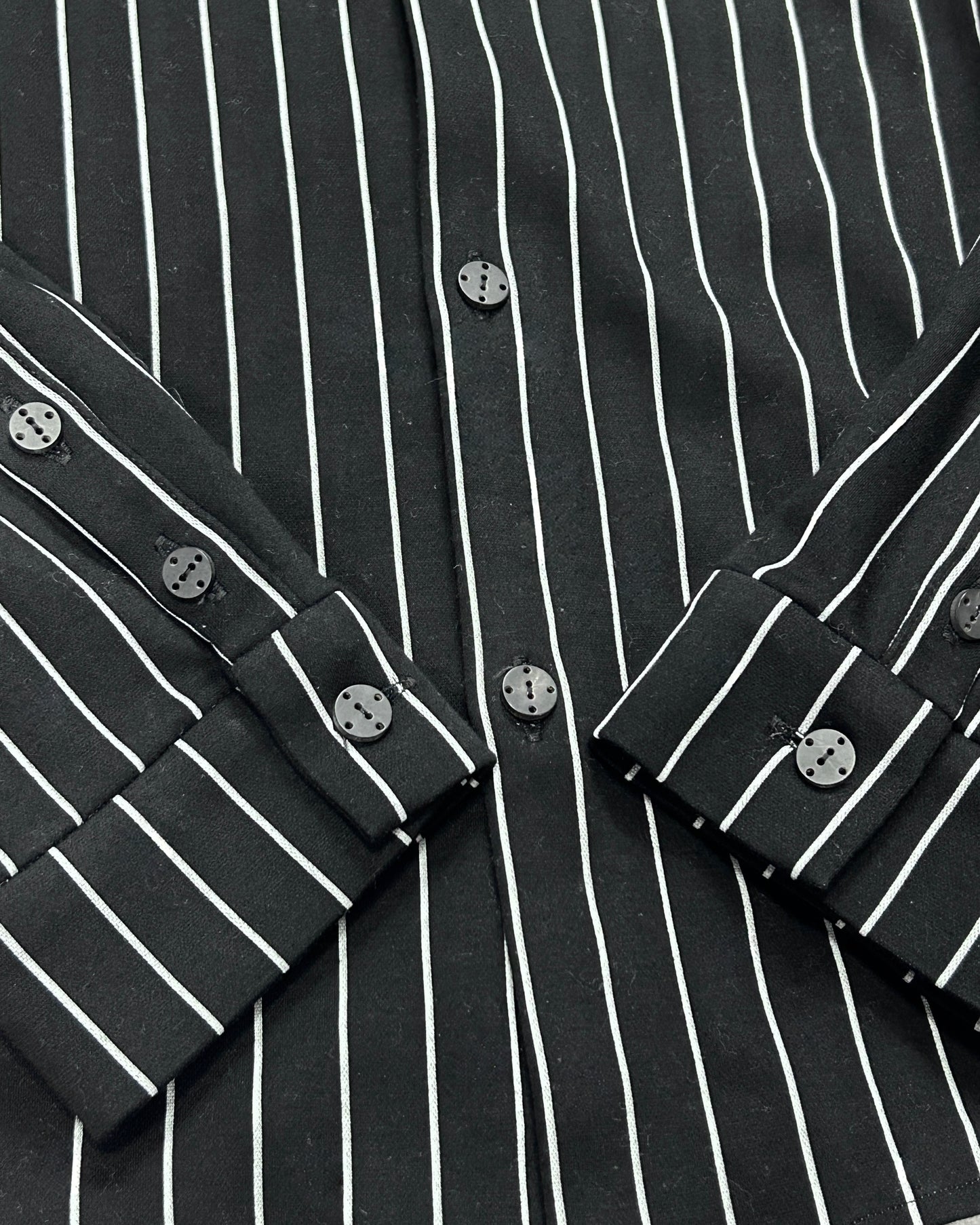 Devoa Anatomical Pattern Striped Dress Shirt Black Size 3