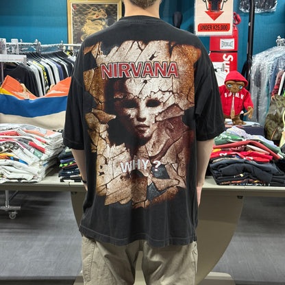 NIRVANA 90s Kurt Cobain Memorial Euro T-Shirt Size XL