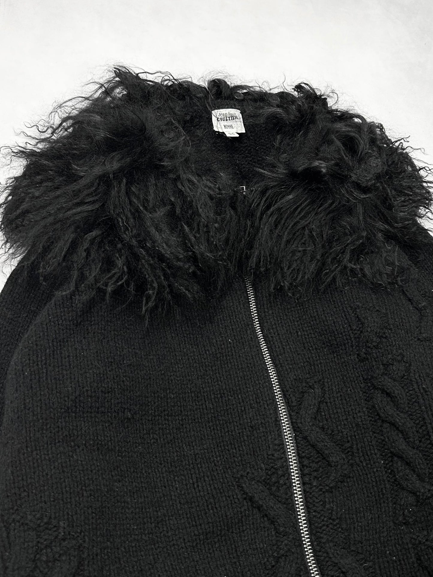 Jean Paul GAULTIER HOMME Fur Collar Zip Knit Size 50