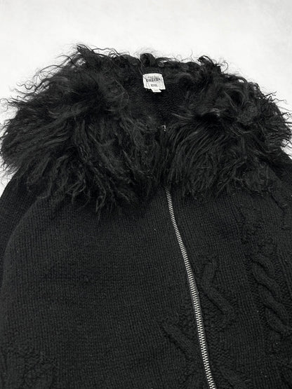 Jean Paul GAULTIER HOMME Fur Collar Zip Knit Size 50