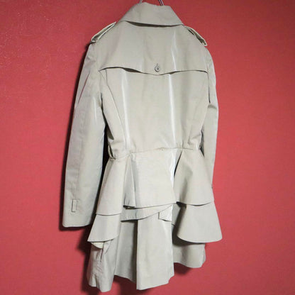 Miu Miu Beige Reconstructed A-Line Frilled Trench Size 42