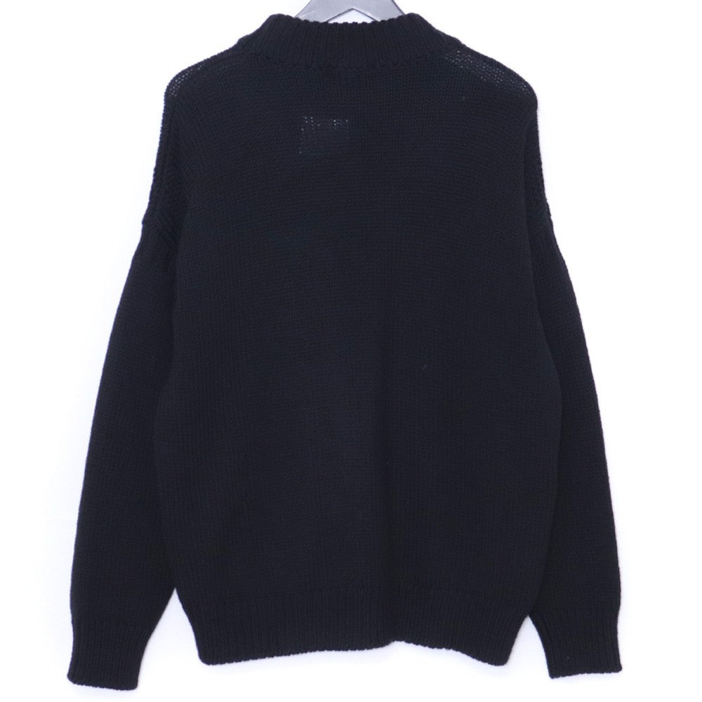 Ten C 22AW Black Crew Neck Pocket Knit Sweater Size 48
