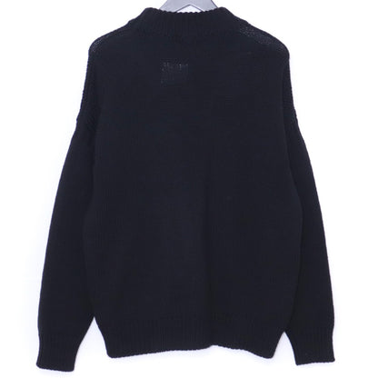 Ten C 22AW Black Crew Neck Pocket Knit Sweater Size 48