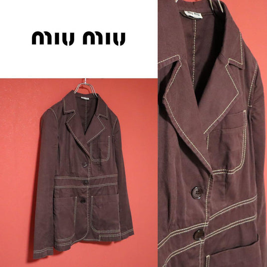 Miu Miu Stitched Bordeaux Tailored Jacket Size 40