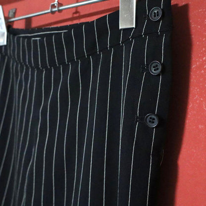 Issey Miyake Black Wool Button Design Striped Flare Size 1