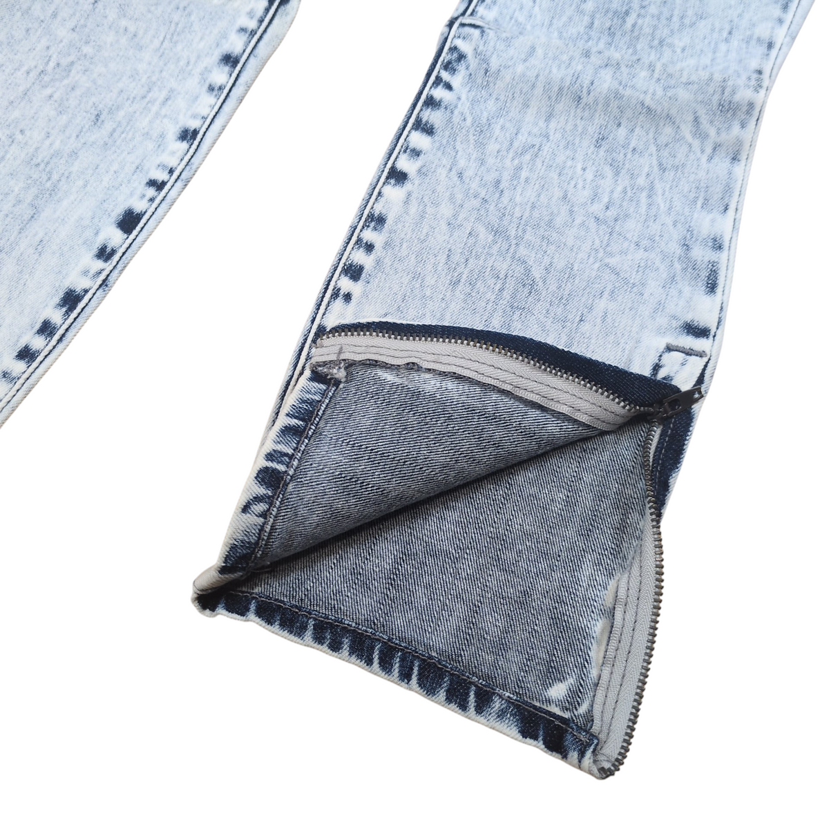 HELMUT LANG Blue Chemical Wash Side Zip Skinny Denim Size 26