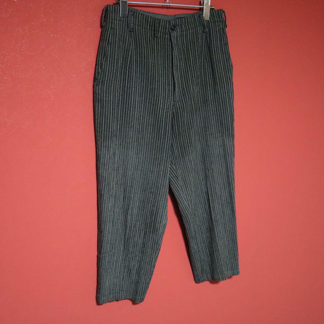 Yohji Yamamoto Stripe 3D Design Cropped Slacks Size FREE