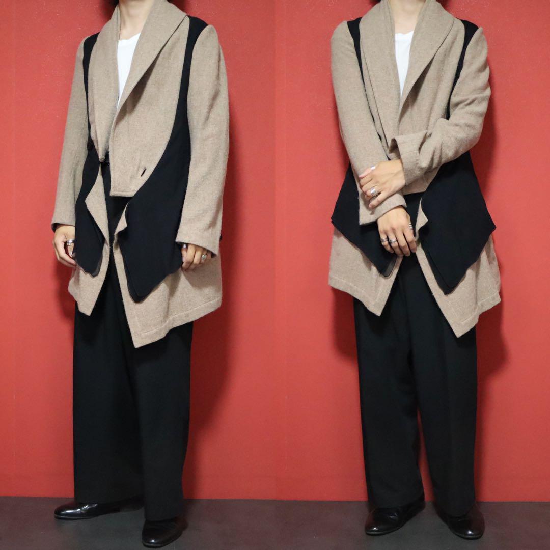 Yohji Yamamoto 05AW Beige Silk Panel Shawl Collar Size 3