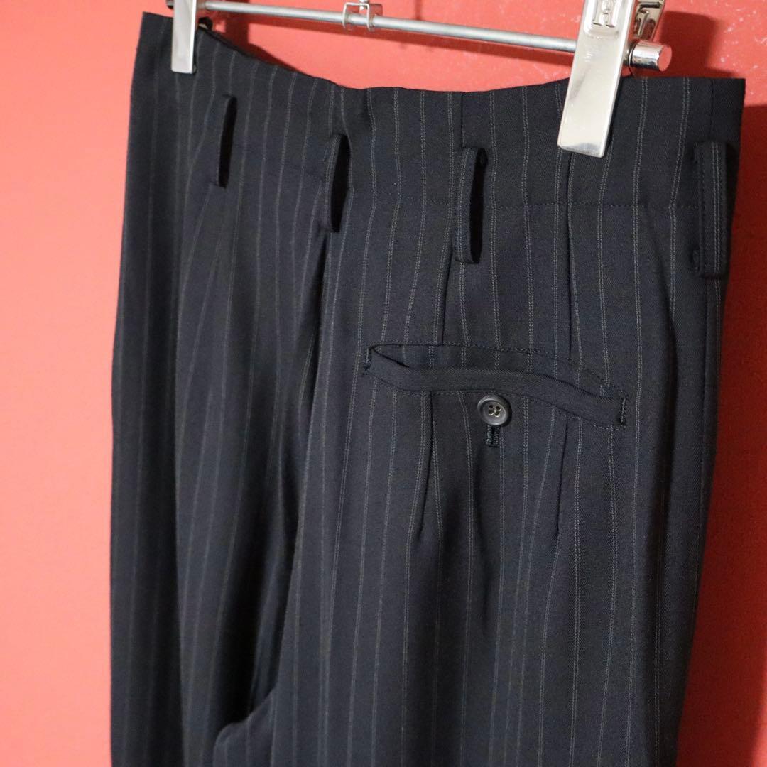 Y's 90s Pinstripe Two-Pleat Cropped Pants Black Size FREE