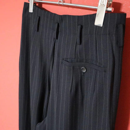 Y's 90s Pinstripe Two-Pleat Cropped Pants Black Size FREE