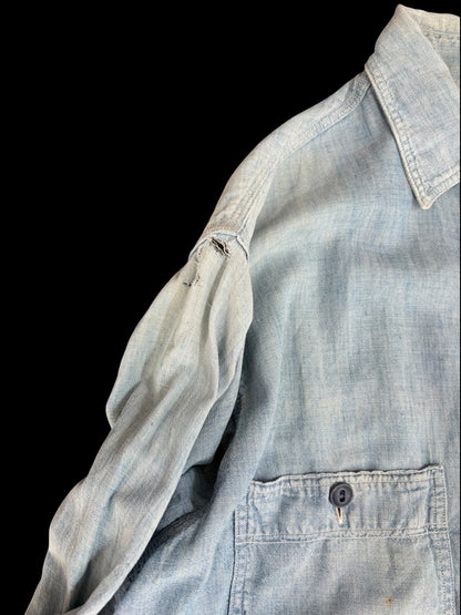 HERCULES 50s Vintage Chambray Long Sleeve Shirt