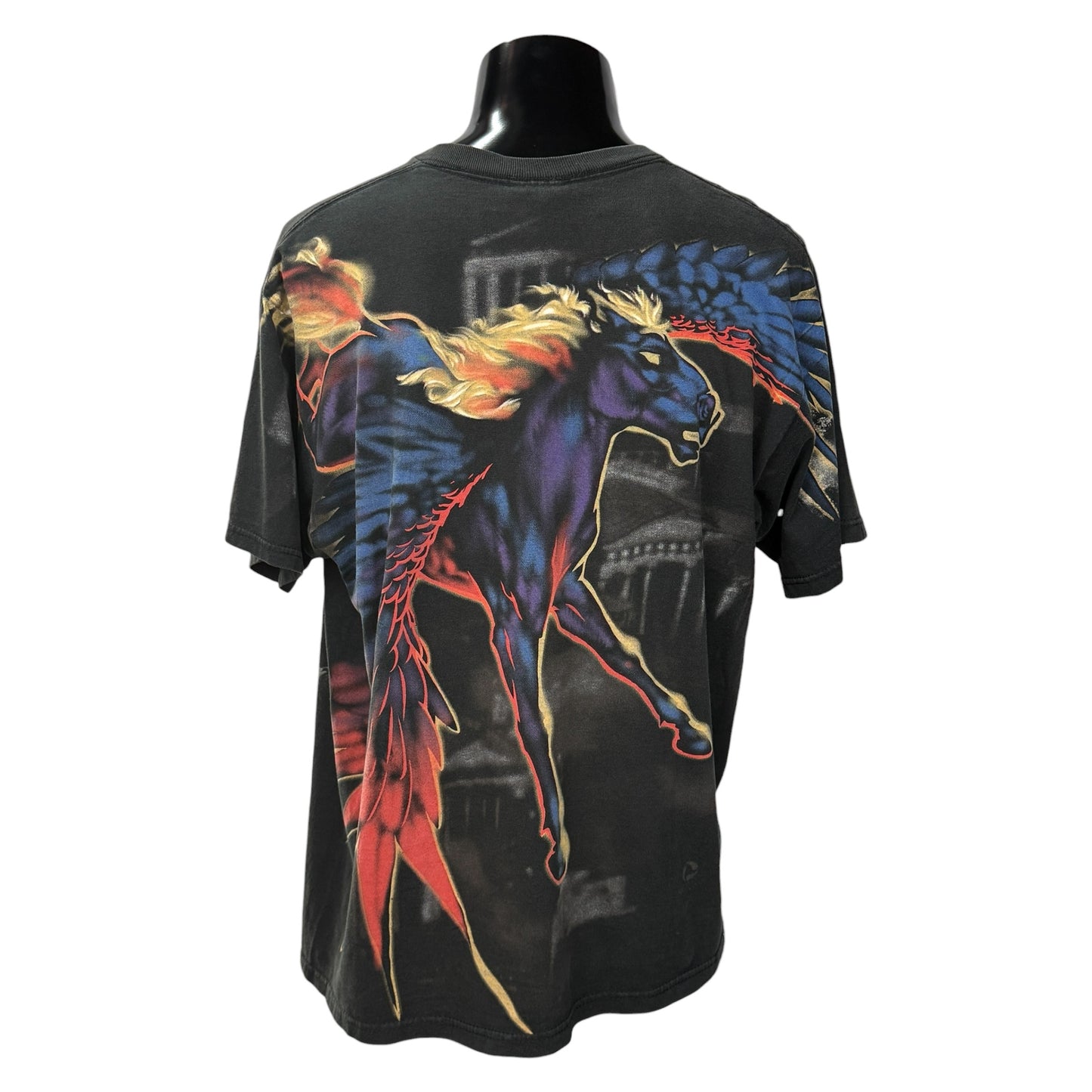 LIQUID BLUE Pegasus All Over Print Vintage T-Shirt Size L