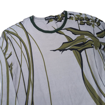 DOLCE&GABBANA Art Print Oversized Long Sleeve T-Shirt Gray Size 48