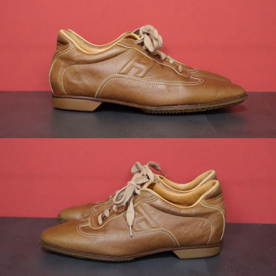 Hermes Quick H Embroidery Leather Sneakers Beige Size 36