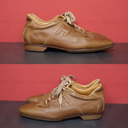 Hermes Quick H Embroidery Leather Sneakers Beige Size 36