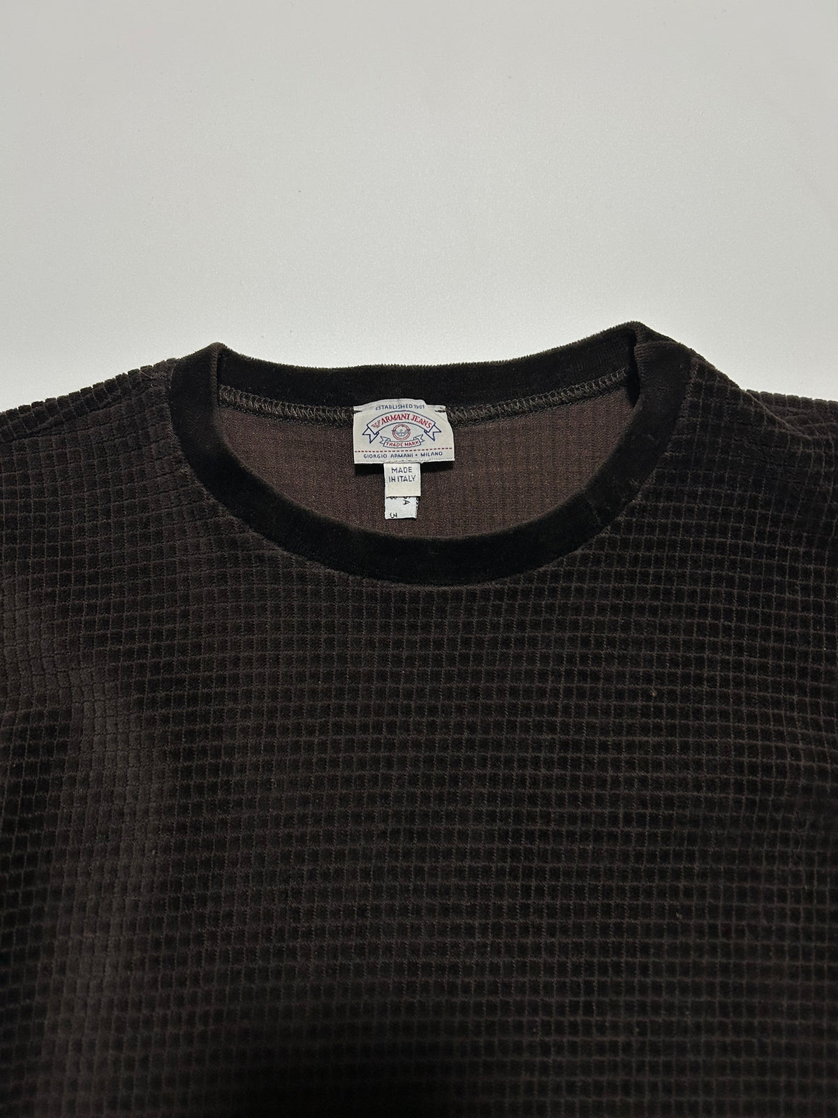 ARMANI JEANS 1990s Thermal Long Sleeve Top Dark Brown Size 42