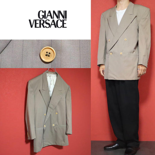 Gianni Versace 80s DB Striped Beige Jacket Size 46