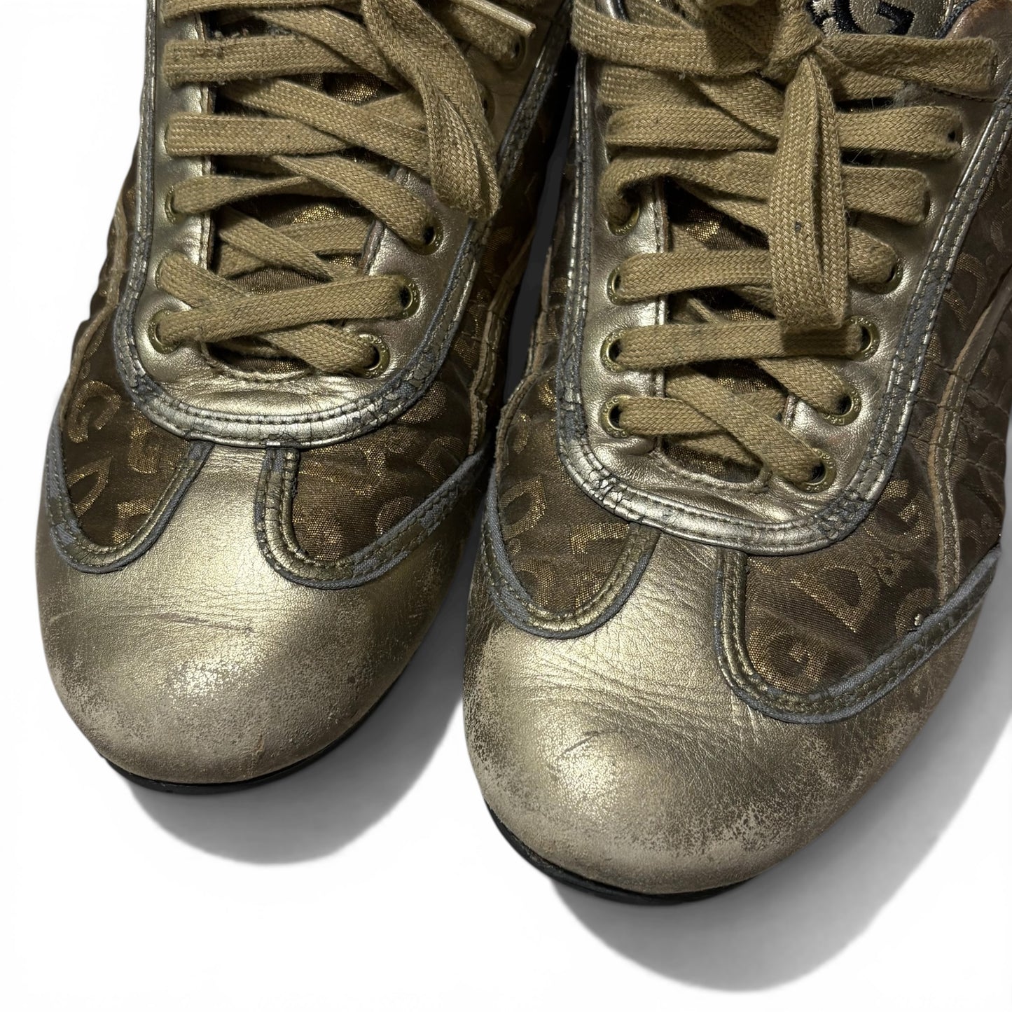 Vintage 00s Dolce&Gabbana SWAN Gold Sneakers