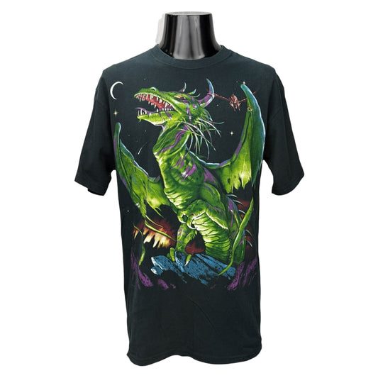 LIQUID BLUE 00s Green Dragon All Over Print T-Shirt Size L