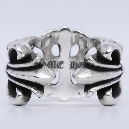 CHROME HEARTS Double Floral Cross Ring Silver Size ONE SIZE