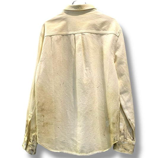 Helmut Lang Long Sleeve Painted Denim Shirt Jacket Ivory Size 38