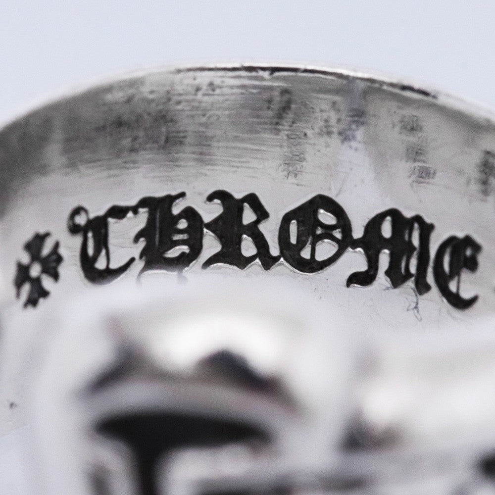 Chrome Hearts Small Scroll Label Ring Silver Size JP 4.5