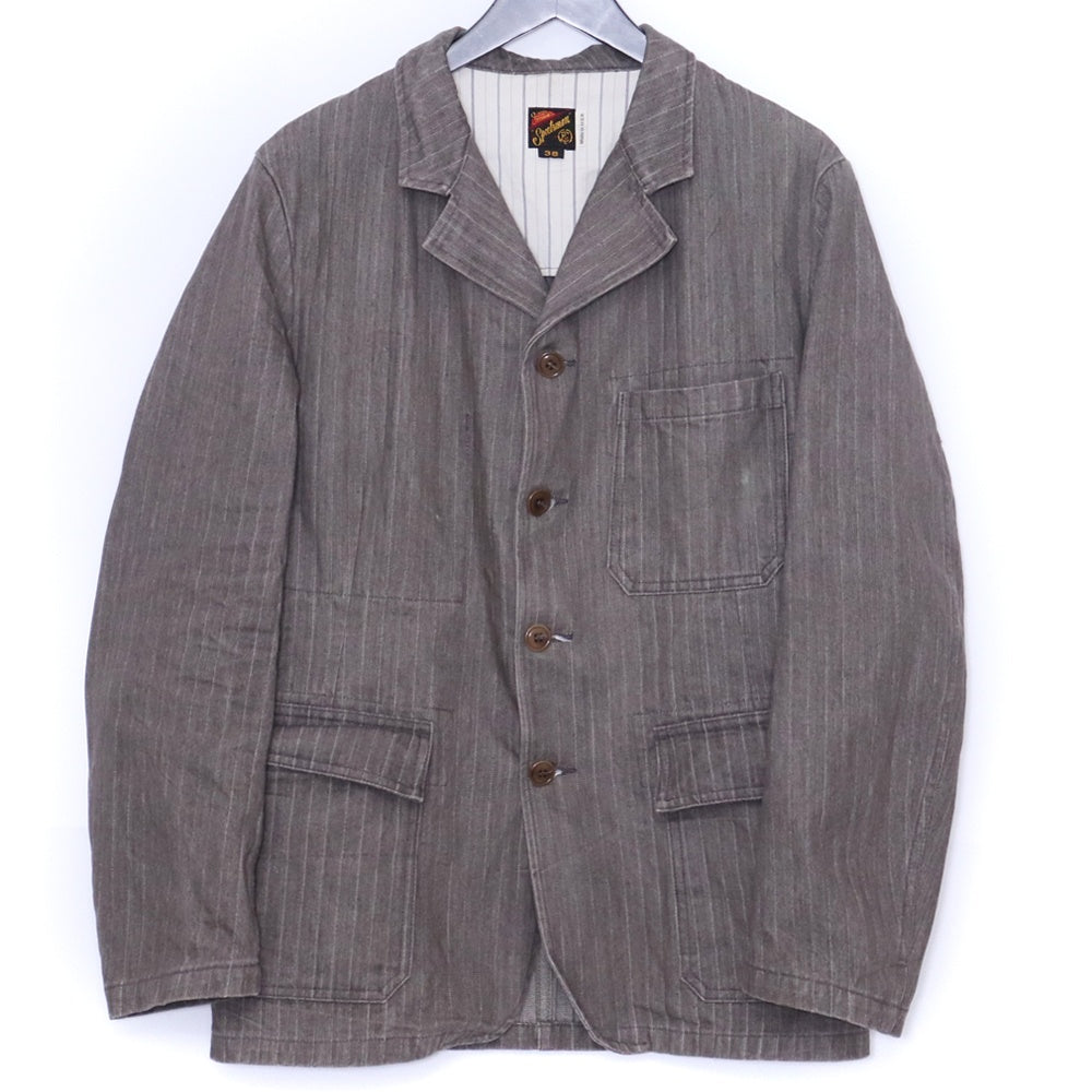 Sugar Cane Brown Stripe Herringbone Sports Coat Size 38