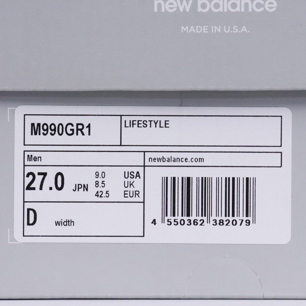 BALANCE 990GR1 V1 Made in USA Sneakers Gray Size 27cm