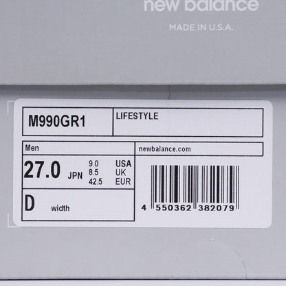 BALANCE 990GR1 V1 Made in USA Sneakers Gray Size 27cm