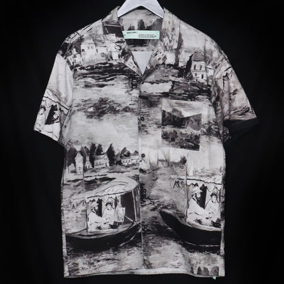 OFF-WHITE Grey Printed Cotton Open Button-Up Shirt Size S