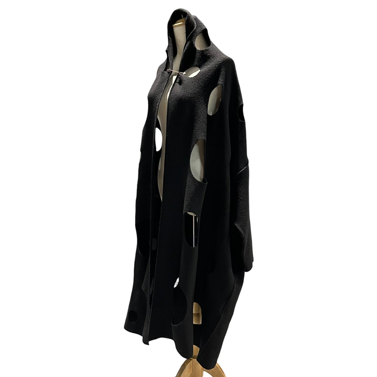 COMME des GARCONS 02SS Cut-Out Wool Cape Black Jacket Size FREE