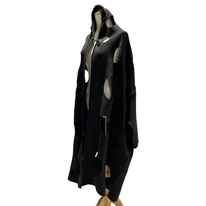 COMME des GARCONS 02SS Cut-Out Wool Cape Black Jacket Size FREE
