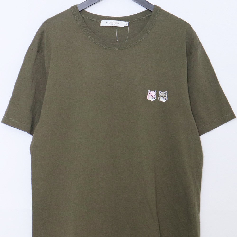 MAISON KITSUNE Double Fox Head Patch T-Shirt Olive Size XXL